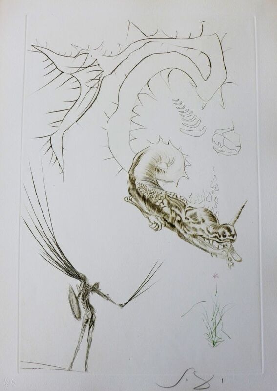 Salvador Dalí, ‘Tristan and Iseult : Tristan and the Dragon’, 1970, Print, Etching on paper, Samhart Gallery