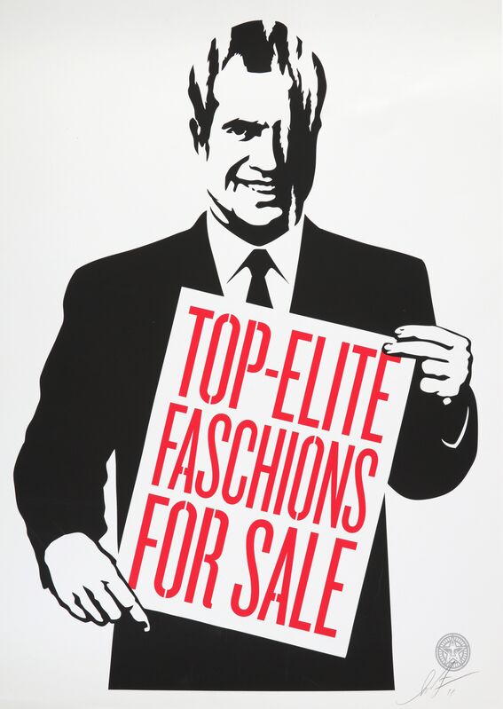 Shepard Fairey, ‘Corporate Violence For Sale, Its Mourning In America, Top-Elite Factions For Sale & Legislative Influence For Sale’, 2011, Print, A set of four screenprints in colours, Chiswick Auctions