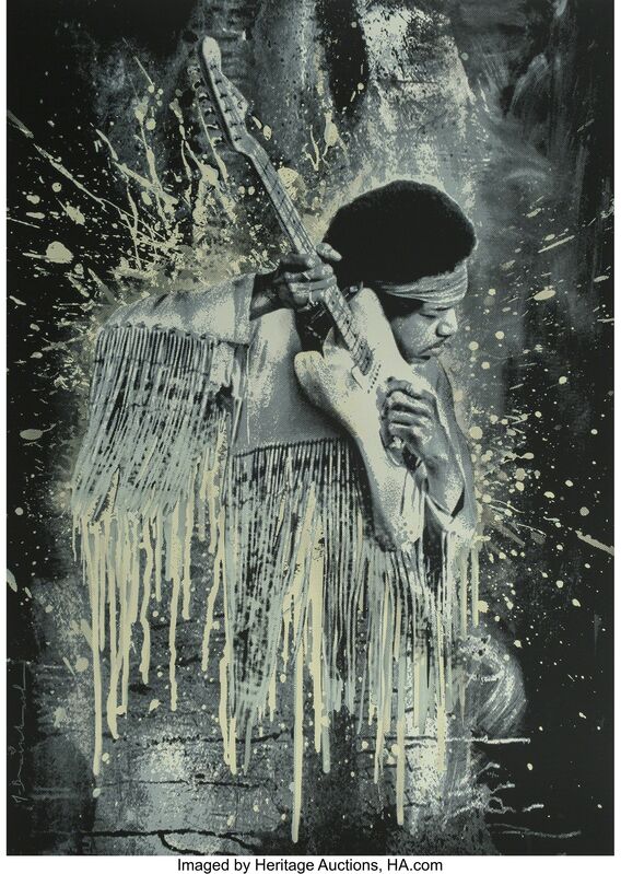 Mr. Brainwash, ‘Jimi Hendrix (white)’, 2015, Print, Screenprint in colors on paper, Heritage Auctions