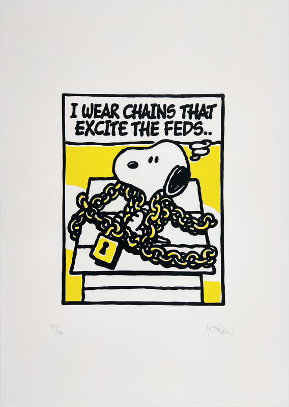 Mark Drew, ‘I Wear Chains That Excite The Feds... "NAS" Silver’, 2019, Print, Screen Print On Paper Silver Metallic Inks, New Union Gallery