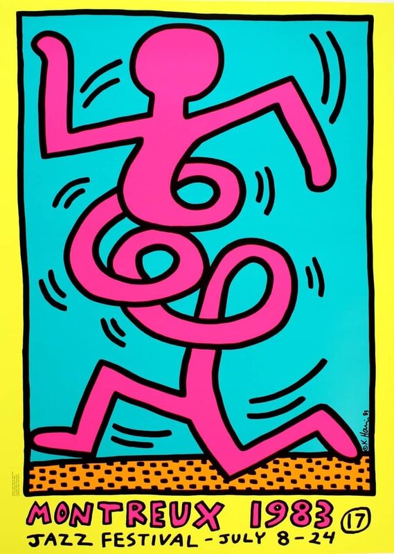 Keith Haring, ‘Montreux Jazz Festival (Pink Man)’, 1983, Print, Silkscreen in five colours with fluorescent ink., Rhodes