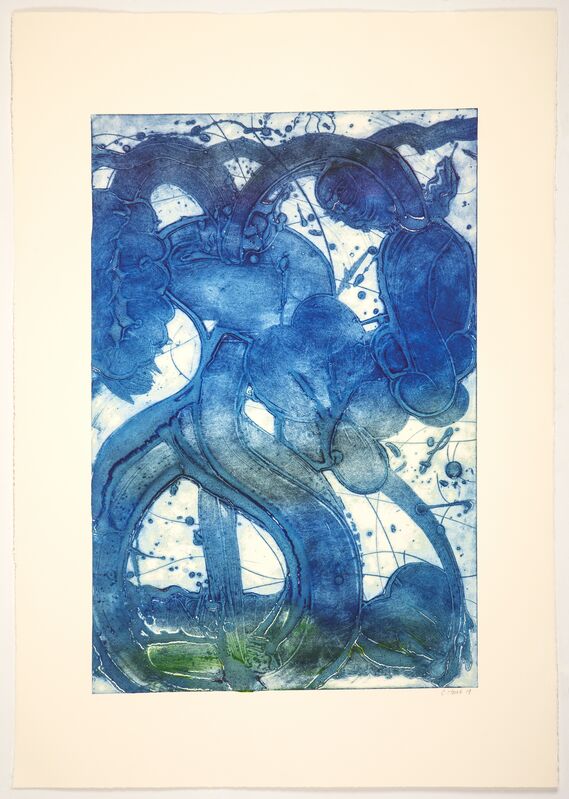 Catherine Howe, ‘Bouquet (Mum, Ultra Blue)’, 2019, Print, Unique collagraph, Manneken Press