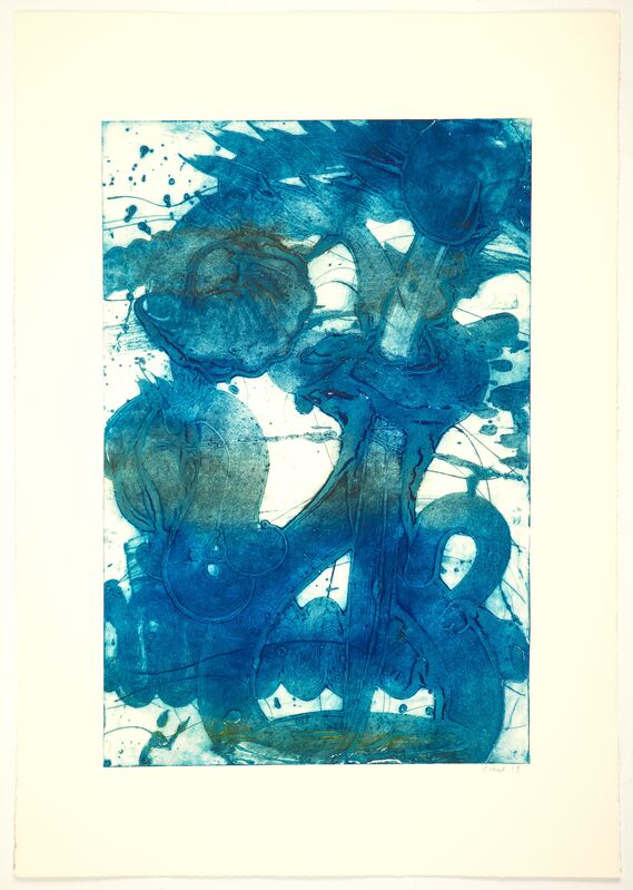 Catherine Howe, ‘Bouquet (Sunflower, Ultra Blue)’, 2019, Print, Unique collagraph, Manneken Press
