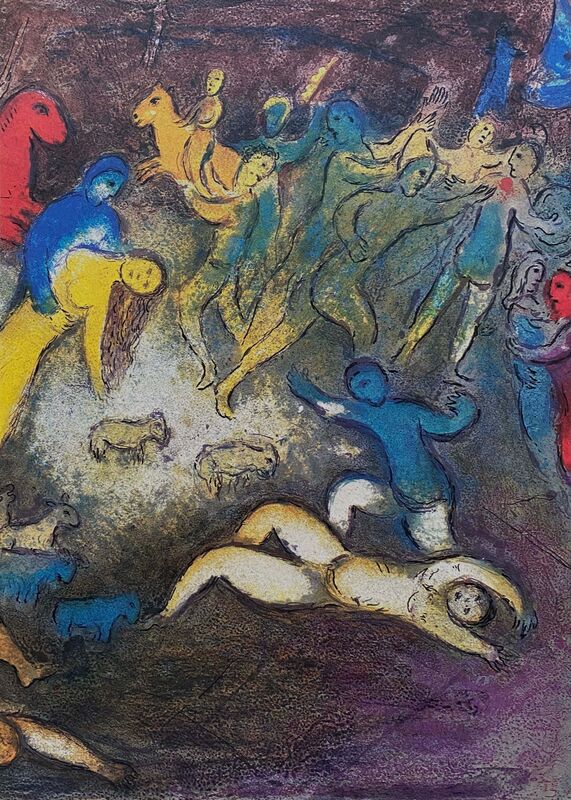 Marc Chagall, ‘“Enlévement de Chloé (Chloe is carried off by the Methymneans),” from Daphnis et Chloé (Cramer 46; Mourlot 327)’, 1977, Ephemera or Merchandise, Offset lithograph on wove paper, Art Commerce