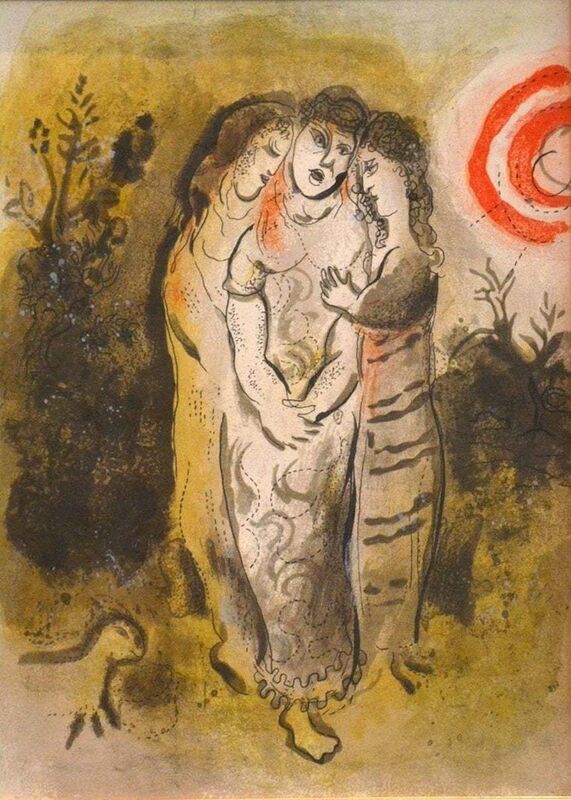 Marc Chagall, ‘Naomi and her Daughters-in-Law -Illustration from the Series "The Bible" ’, 1960, Print, Coloured lithograph, Wallector