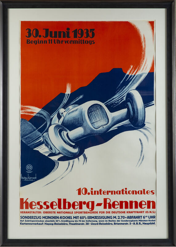 Klotz & Kienast, ‘Kesselberg-Rennen Vintage Racing Poster Germany Klotz Kienast Geo Ham’, 1935, Print, Home & GardenVintage Race/Movie Posters, Modern Artifact