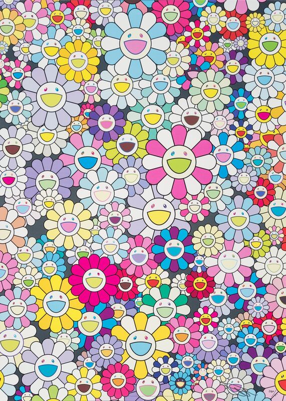 Takashi Murakami, ‘Champagne Supernova: Mulicolor + Pink and White Stripes’, 2013, Print, Offset lithograph in colors on satin wove paper, Heritage Auctions