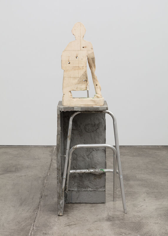 Justin Matherly, ‘Untitled (Fear, Anxiety and Joy)’, 2016, Sculpture, Modified gypsum, spray paint, acrylic paint, concrete, ambulatory equipment, stainless steel tube, Paula Cooper Gallery