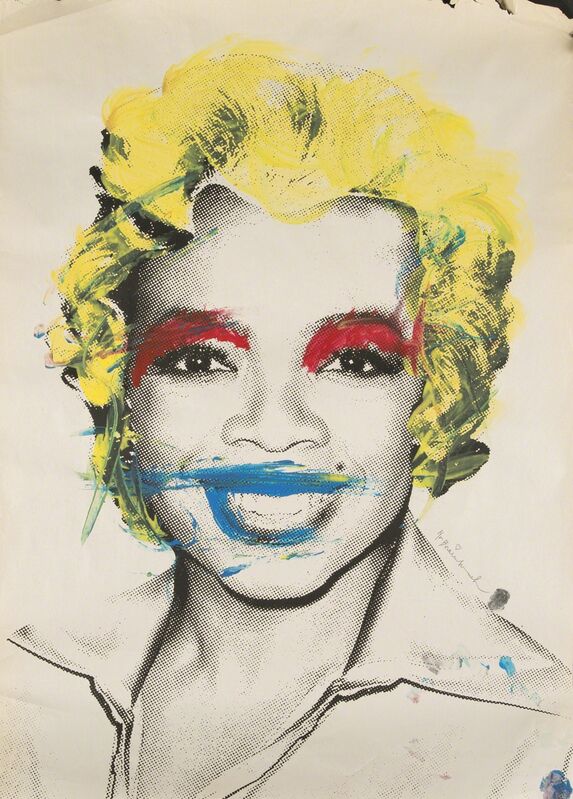 Mr. Brainwash, ‘Oprah (Marilyn Monroe), Blue Lips’, Drawing, Collage or other Work on Paper, Silkscreen on paper, hand colored with acrylic, Julien's Auctions