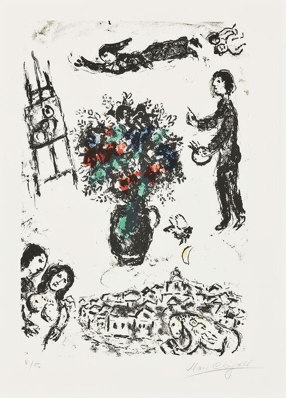 Marc Chagall, ‘Bouquet Over the Town’, 1983, Print, Lithograph, Seoul Auction