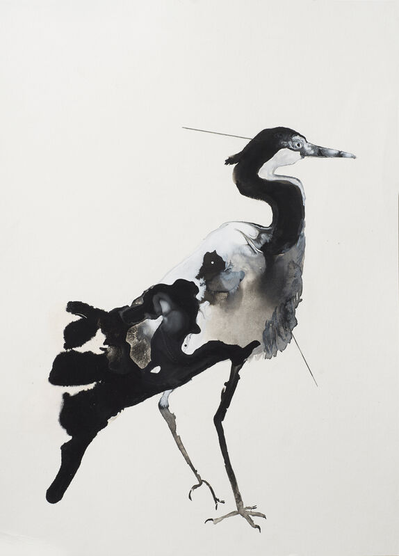 Tamar Roded, ‘Heron ’, 2020, Drawing, Collage or other Work on Paper, Acrylic on paper, Litvak Contemporary