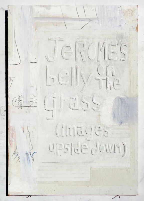 Moe Yoshida Veggetti, ‘Jerome’s belly on the grass(images upside down)’, 2018, Drawing, Collage or other Work on Paper, Pencil, acrylic, papier maché on wood, GALLERY TAGA 2