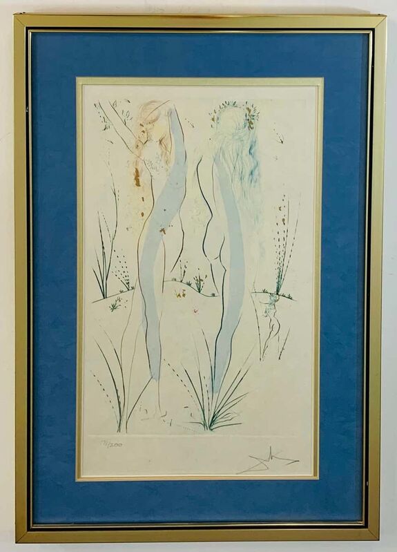 Salvador Dalí, ‘Salvador Dali "Two Nudes" of Song Solomon Etching Signed and Numbered’, 1971, Print, Metal, glass and paper, Atlas Showroom