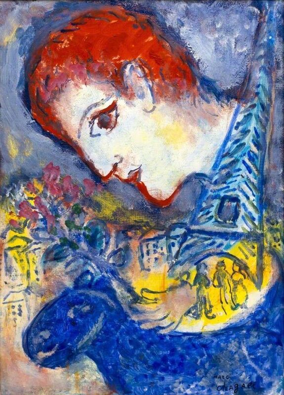 Marc Chagall, ‘Le peintre à la Tour Eiffel’, 1965-1970, Painting, Oil on masonite, Galerie Thomas