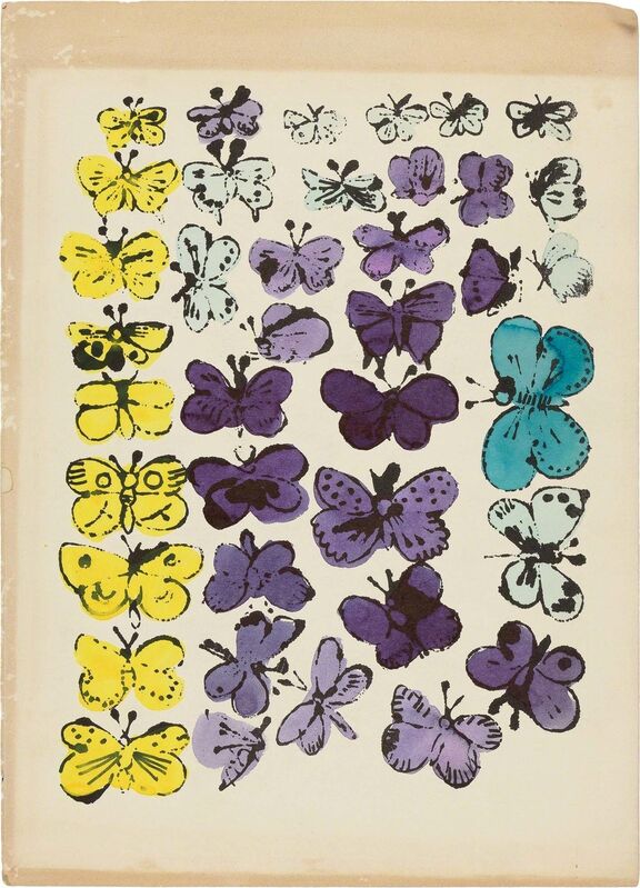 Andy Warhol, ‘Happy Butterfly Day’, circa 1955, Print, Hand-colored offset lithograph, on cream wove paper, Doyle
