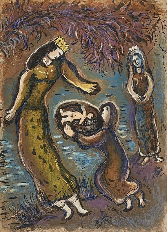 Marc Chagall, ‘Pharaoh's Daughter and Moses from The Story of Exodus’, 1966, Print, Lithograph in colors (framed), Rago/Wright/LAMA