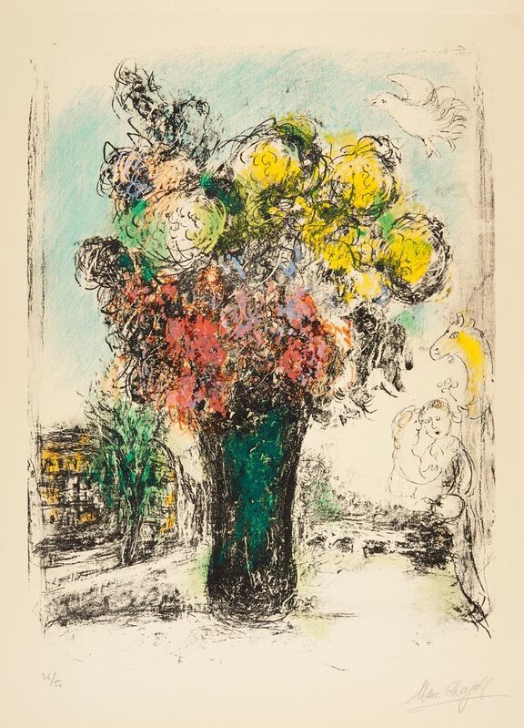 Marc Chagall, ‘Le Bouquet rouge et jaune’, 1974, Print, Lithography, Galerie Jeanne