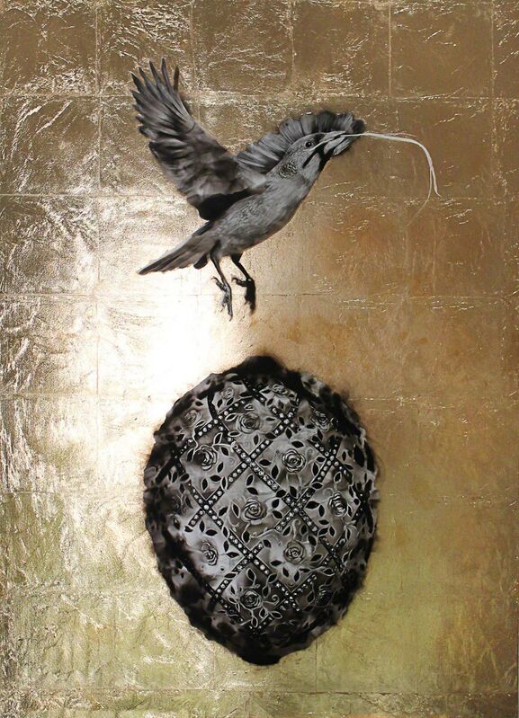 Steven Spazuk, ‘Cupidity 4’, 2016, Painting, Soot from fire and gold leaf on panel, Adelson Galleries