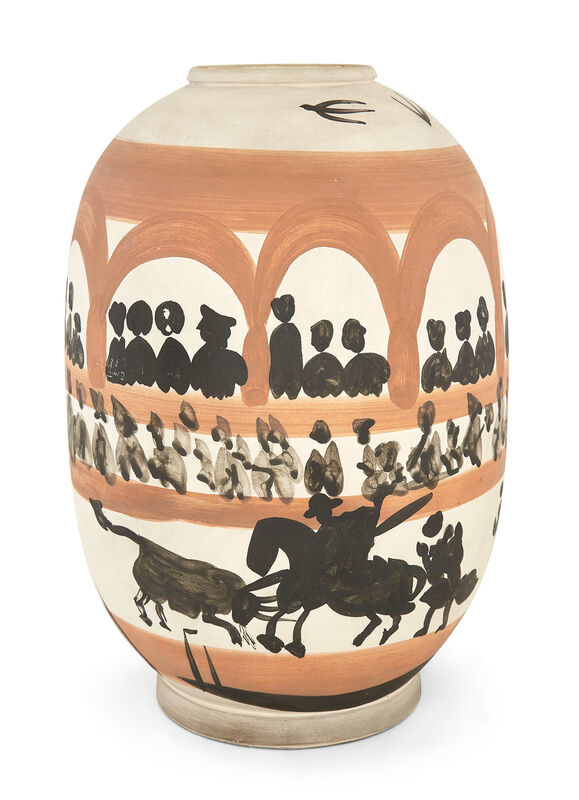Pablo Picasso, ‘Arène (A.R. 406)’, 1958, Design/Decorative Art, Painted and partially glazed white ceramic vase, Doyle