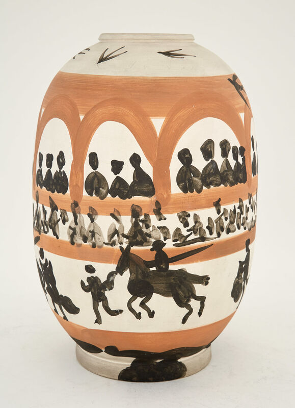 Pablo Picasso, ‘Arène (A.R. 406)’, 1958, Design/Decorative Art, Painted and partially glazed white ceramic vase, Doyle