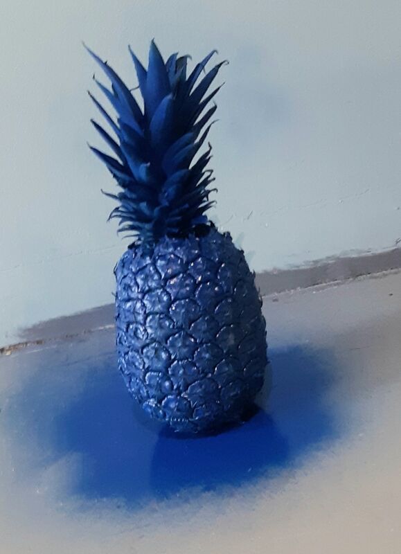 Oscar Figueroa, ‘Blue Pineapple’, 2020, Sculpture, Pineapple, aerosol paint, Robert Kananaj Gallery