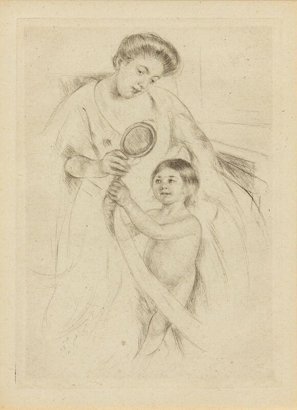 Mary Cassatt, ‘Looking into the Hand Mirror #3 (printed after 1926)’, Print, Drypoint, Hindman