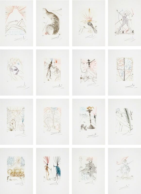 Salvador Dalí, ‘Much Ado About Shakespeare II’, 1970, Print, The complete set of 16 drypoints in colours, on BFK Rives paper, with full margins., Phillips