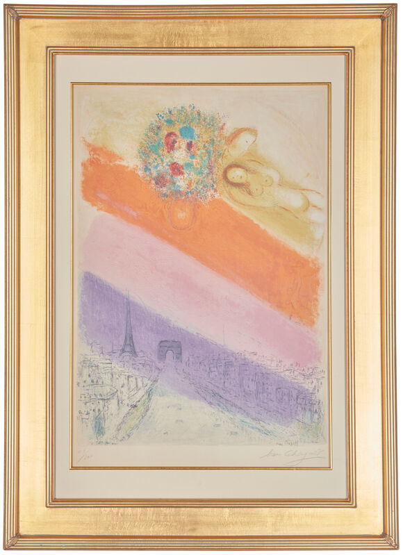 Marc Chagall, ‘Les Champs-Elysées’, 1954, Print, Color lithograph on Arches paper under glass, John Moran Auctioneers