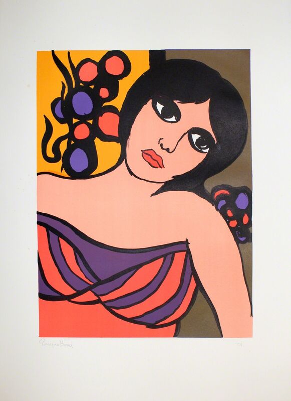Pompeo Borra, ‘Ragazza / Girl’, 1968, Print, Color lithograph, Sylvan Cole Gallery