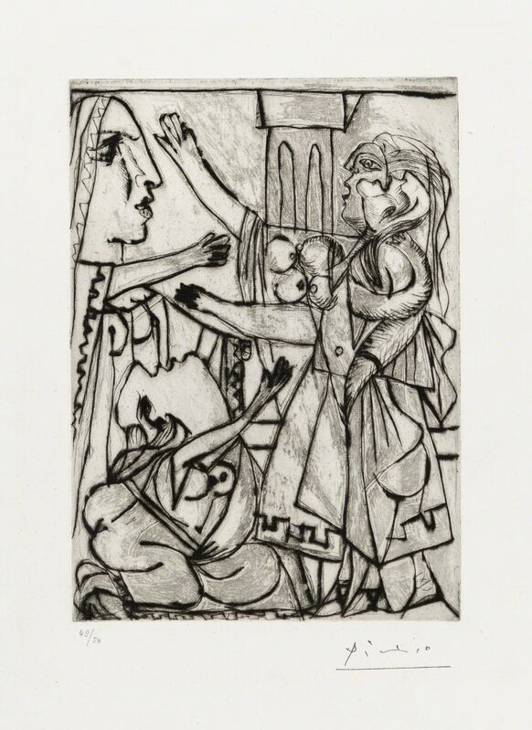 Pablo Picasso, ‘LE SERMENT DE FEMMES. I (The Oath of Women. I)’, 1933, Print, Original etching and drypoint printed in black ink on laid paper., Christopher-Clark Fine Art