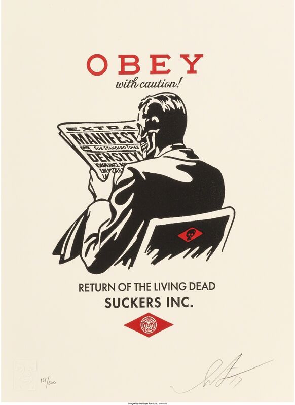 Shepard Fairey, ‘Obey with Caution and No Future (two works)’, 2017-2016, Print, Screenprint in colors, Heritage Auctions