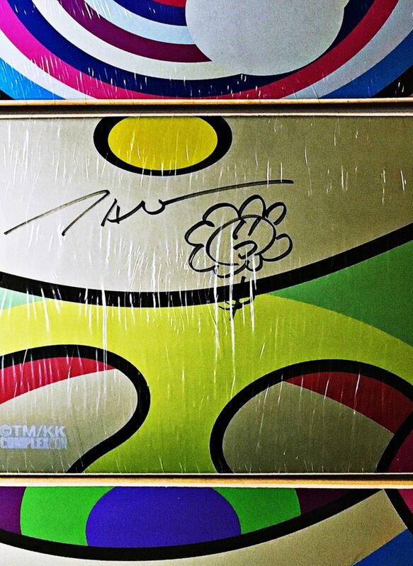 Takashi Murakami, ‘Original signed Flower Drawing on skateboard,  Set of three (3)’, 2017, Design/Decorative Art, Unique hand signed flower drawing in marker on skateboard; part of a set of three (3) skateboards (dobtopus) - with original hand signed drawing done in black marker on one skate deck, Alpha 137 Gallery Gallery Auction