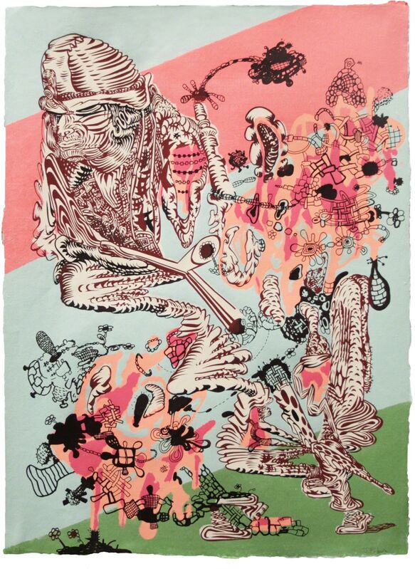 J. Fiber, ‘Forced Entry ’, 2009, Print, Stenciled linen pulp paint on cotton base sheet with screenprint, Dieu Donné