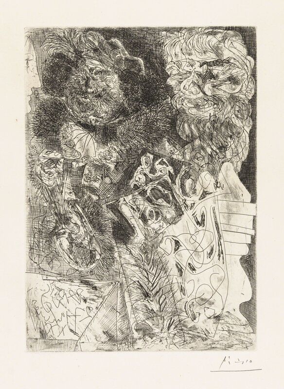 Pablo Picasso, ‘REMBRANDT À LA PALETTE’, 1934, Print, Original etching printed in black ink on Montval laid paper bearing the “Picasso” watermark., Christopher-Clark Fine Art