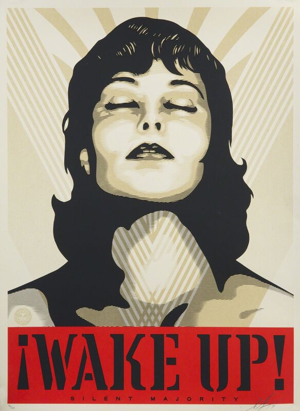 Shepard Fairey, ‘Wake Up!’, 2017, Print, Screenprint on paper (2) (silver and gold), Julien's Auctions