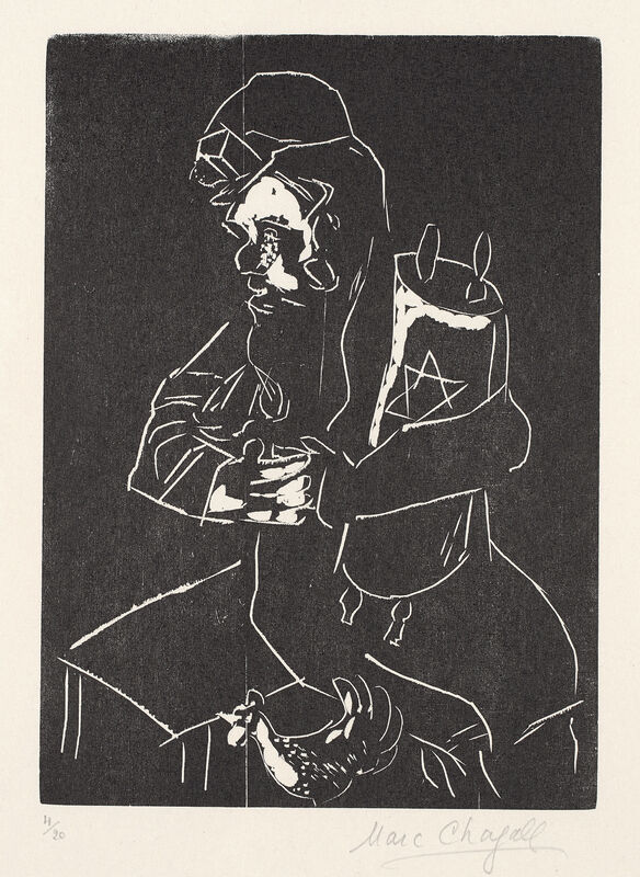Marc Chagall, ‘Jude mit Thora (Juif à la thora; Jew with Torah)’, 1922-23/1950, Print, Woodcut, on wove paper, with full margins., Phillips