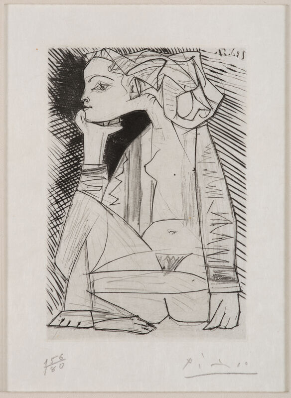 Pablo Picasso, ‘Femme assise en tailleur, Geneviève Laporte’, 1951, Print, Etching and drypoint on Japon nacre paper, Galerie Jean-François Cazeau