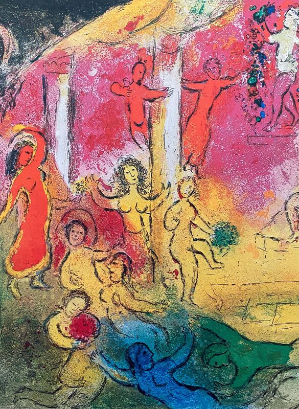 Marc Chagall, ‘“Temple et histoire de bacchus (Temple and History of Bacchus),” from Daphnis et Chloé (Cramer 46; Mourlot 346)’, 1977, Ephemera or Merchandise, Offset lithograph on wove paper, Art Commerce