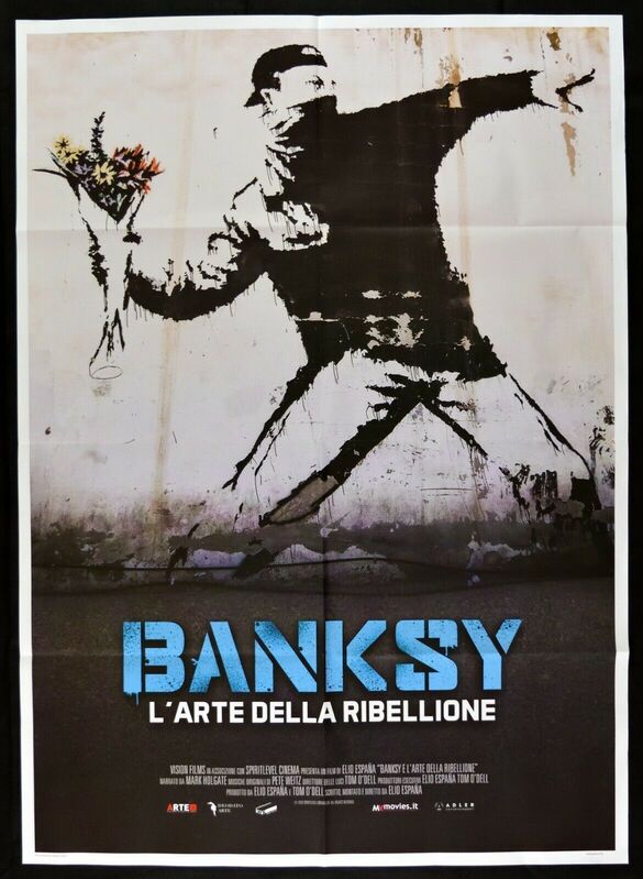 Banksy, ‘Banksy L'Arte della Ribellione Original Folded Italian Lithographic Movie Poster (two black magnets not part of the poster)’, 2020, Posters, Original Folded Italian Movie Poster, David Lawrence Gallery