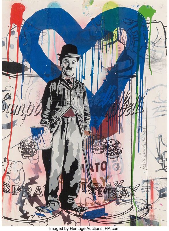 Mr. Brainwash, ‘Charlie Chaplin Blue’, Painting, Stencil and acrylic on paper, Heritage Auctions