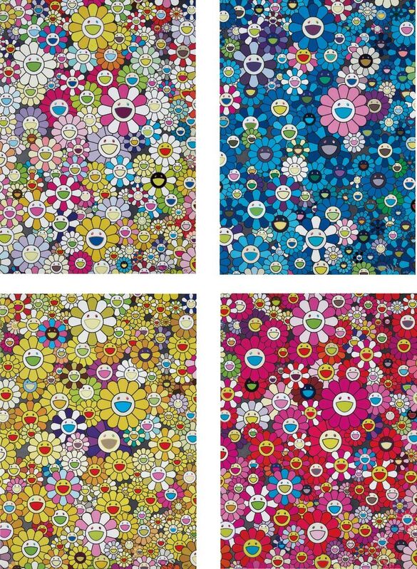 Takashi Murakami, ‘An Homage to Yves Klein Multicolor B; An Homage to IKB 1957 B; An Homage to Monogold 1960 B; and An Homage to Monopink 1060 B’, 2012, Print, Four offset lithographs in colours, on smooth wove paper, the full sheets., Phillips