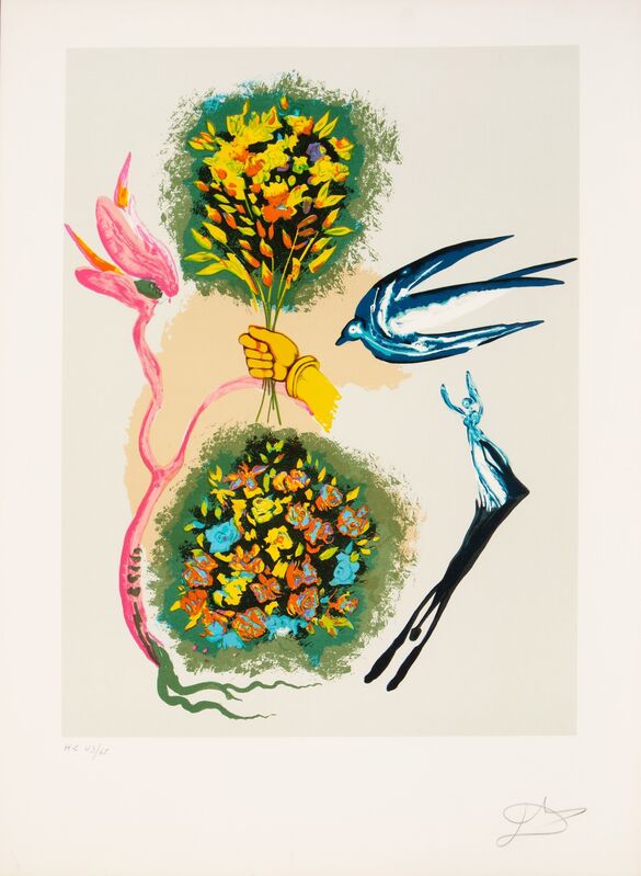 Salvador Dalí, ‘Apparition of the rose, from Magic Butterfly & the dream’, 1978, Print, Lithograph in colors on Arches paper, Heritage Auctions