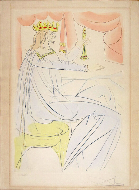 Salvador Dalí, ‘King Solomon from Our Historical Heritage’, 1975, Print, Drypoint and etching with stencil in colors on Arches paper, Hamilton-Selway Fine Art
