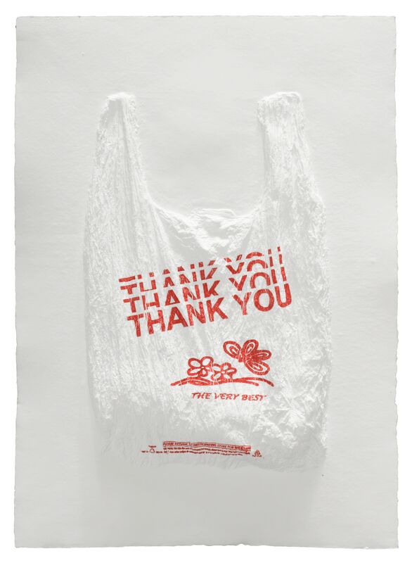 Analía Saban, ‘THANK YOU THANK YOU THANK YOU THANK YOU THE VERY BEST Plastic Bag’, 2016, Print, Mixografía® print on handmade paper, Mixografia