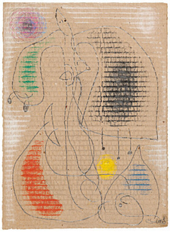 Joan Miró, ‘Femme (Frau)’, 1976, Drawing, Collage or other Work on Paper, Wax crayon, coloured pencil, pencil on cardboard, Galerie Boisseree