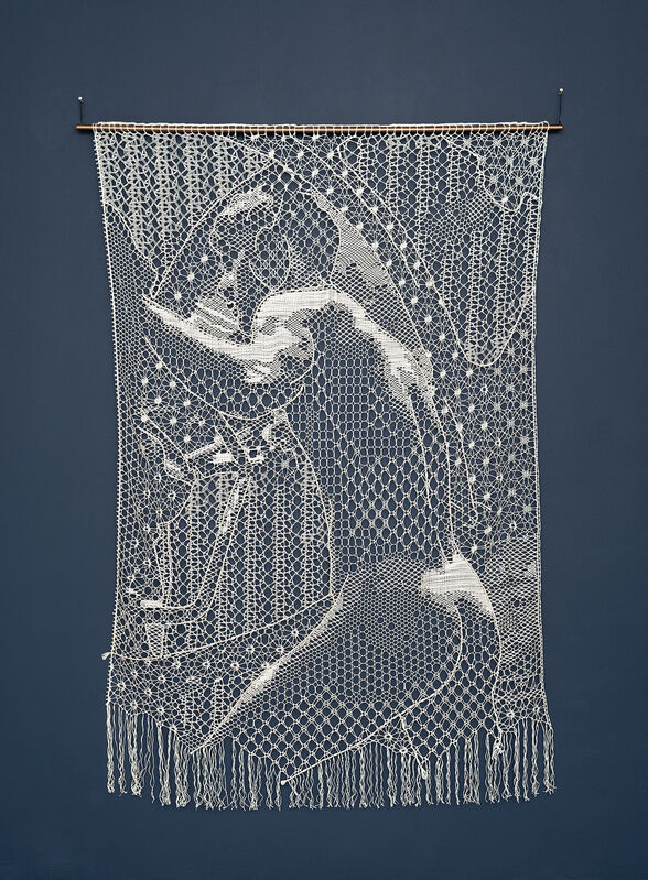Pierre Fouché, ‘1994.77 or Lebenslänglichen  Explosionsglück’, 2020, Sculpture, Silk chords from a world war II parachute, WHATIFTHEWORLD