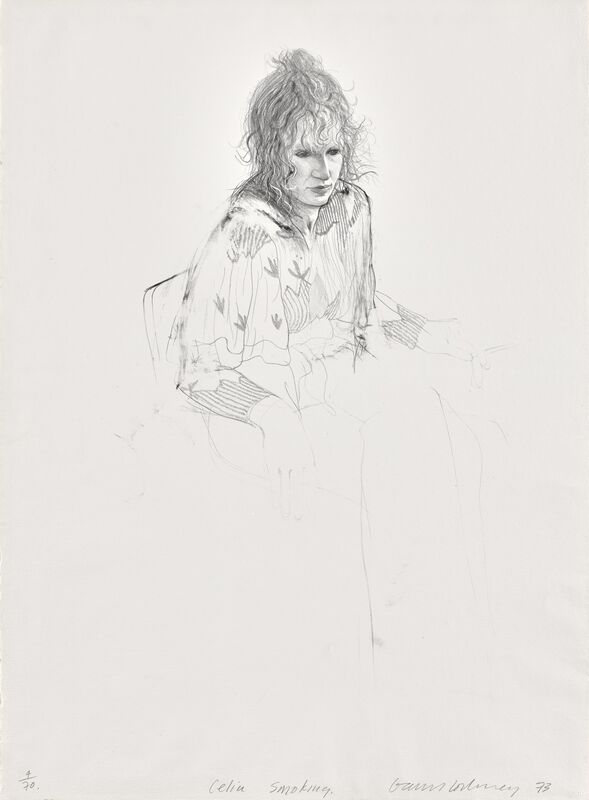 David Hockney, ‘Celia Smoking (1973) (signed)’, 1973, Print, Signed lithograph, Dominic Guerrini