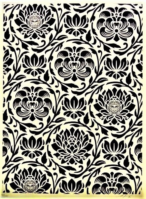 Shepard Fairey, ‘Floral Harmony Black Yin Yang’, 2020, Print, Speckletone paper, AYNAC Gallery