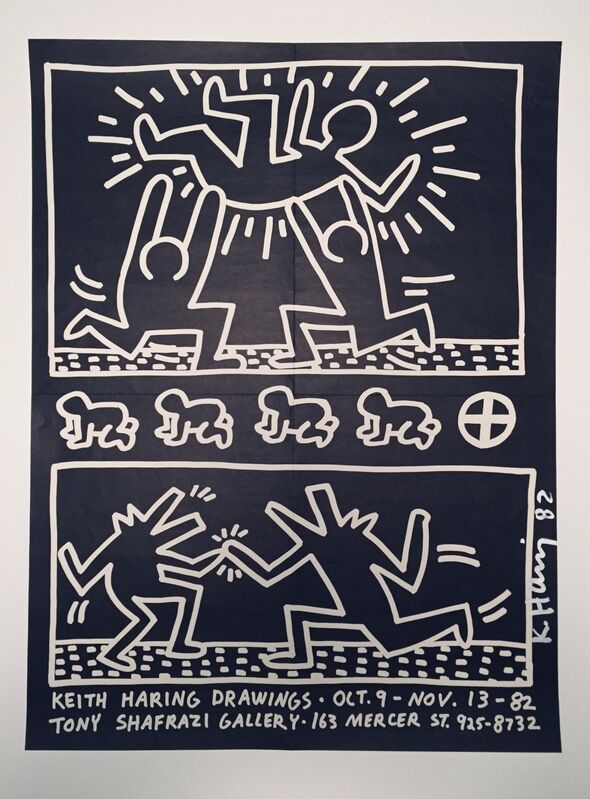 Keith Haring, ‘'Keith Haring Drawings' (Signed exhibition poster)’, 1982, Posters, Offset print, paper, silver pen, Artificial Gallery