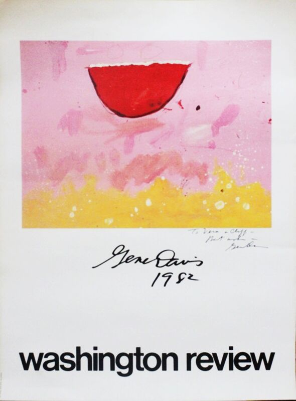 Gene Davis, ‘Washington Review Poster - Hand Signed and Dedicated to artist Vera Habrecht Simons’, 1982, Ephemera or Merchandise, Rare offset Lithograph Poster. Hand signed and inscribed. Unframed., Alpha 137 Gallery Gallery Auction